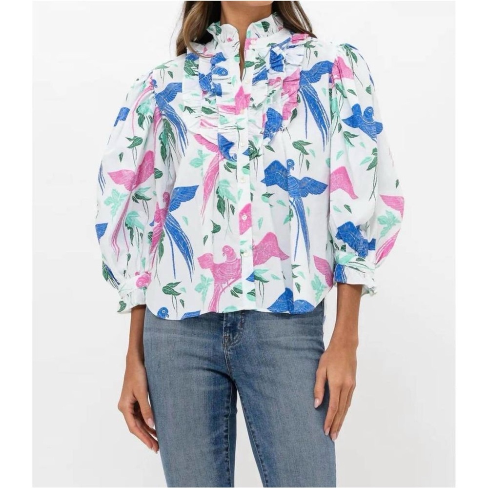 Oliphant Ruffle Front Button Blouse - image 1
